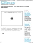 Cardozo Law Benchmarks- When the Supreme Court Has Only Eight Members by Benjamin N. Cardozo School of Law