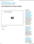 Video- Looking Back At 40 Years of Cardozo by Benjamin N. Cardozo School of Law