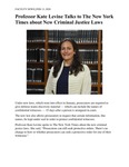 Professor Kate Levine Talks to The New York Times about New Criminal Justice Laws