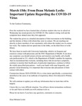 March 15th: From Dean Melanie Leslie-Important Update Regarding the COVID-19 Virus