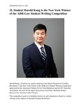 3L Student Harold Kang is the New York Winner of the ADR Law Student Writing Competition by Benjamin N. Cardozo School of Law