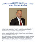 on Lenzner '04 Appointed Acting U.S. Attorney for the District of Maryland