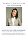 Sasha Rubman Selected to Receive the 2021 Mark Whitlock Scholarship