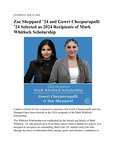 Zoe Sheppard ’24 and Gowri Cheepurupalli ’24 Selected as 2024 Recipients of Mark Whitlock Scholarship by Benjamin N. Cardozo School of Law
