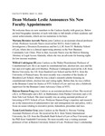 Dean Melanie Leslie Announces Six New Faculty Appointments by Benjamin N. Cardozo School of Law