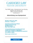 Advertising Law Symposium by Cardozo FAME Center, Cardozo Fashion Law Society, Cardozo Office of Career Services, and Entertainment Law Society