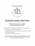 Cardozo National Lawyers Guild General Body Meeting by Benjamin N. Cardozo School of Law
