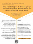Why Florida Copied Its ‘Don’t Say Gay’ Bill From Hungary & What It Means for Democracy in the United States by Floersheimer Center for Constitutional Democracy