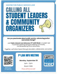 Calling All Students Leaders & Community Organizers by Center for Public Service Law and Public Interest Law Student Association (PILSA)